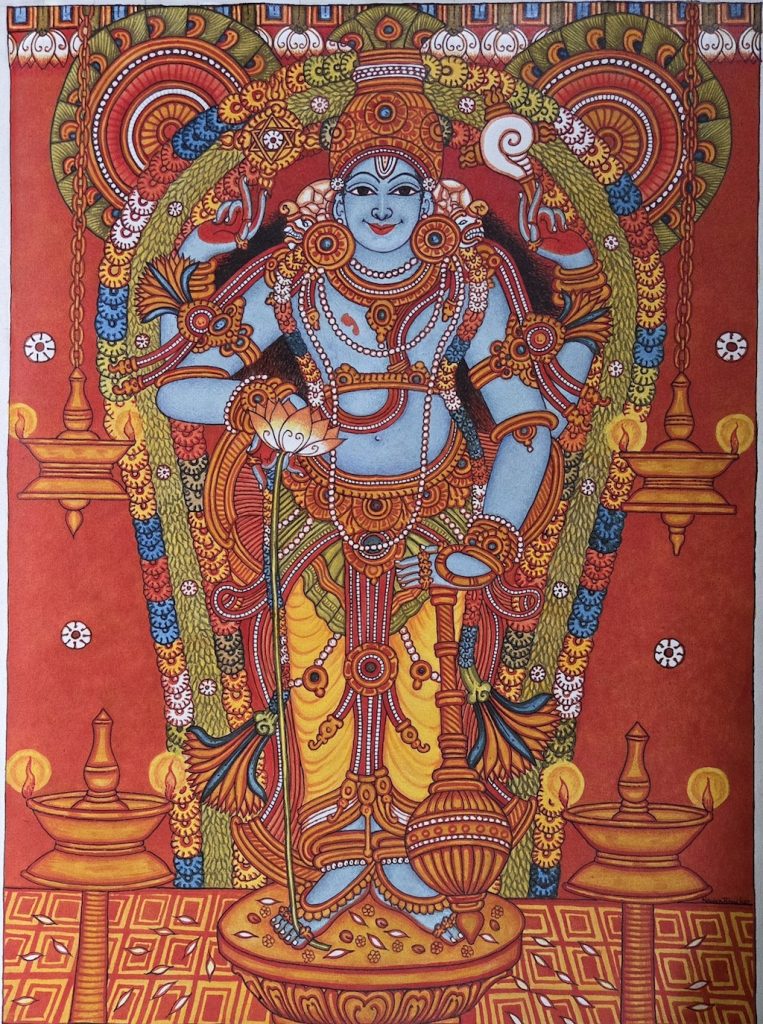 Guruvayurappan - traditional Kerala mural painting