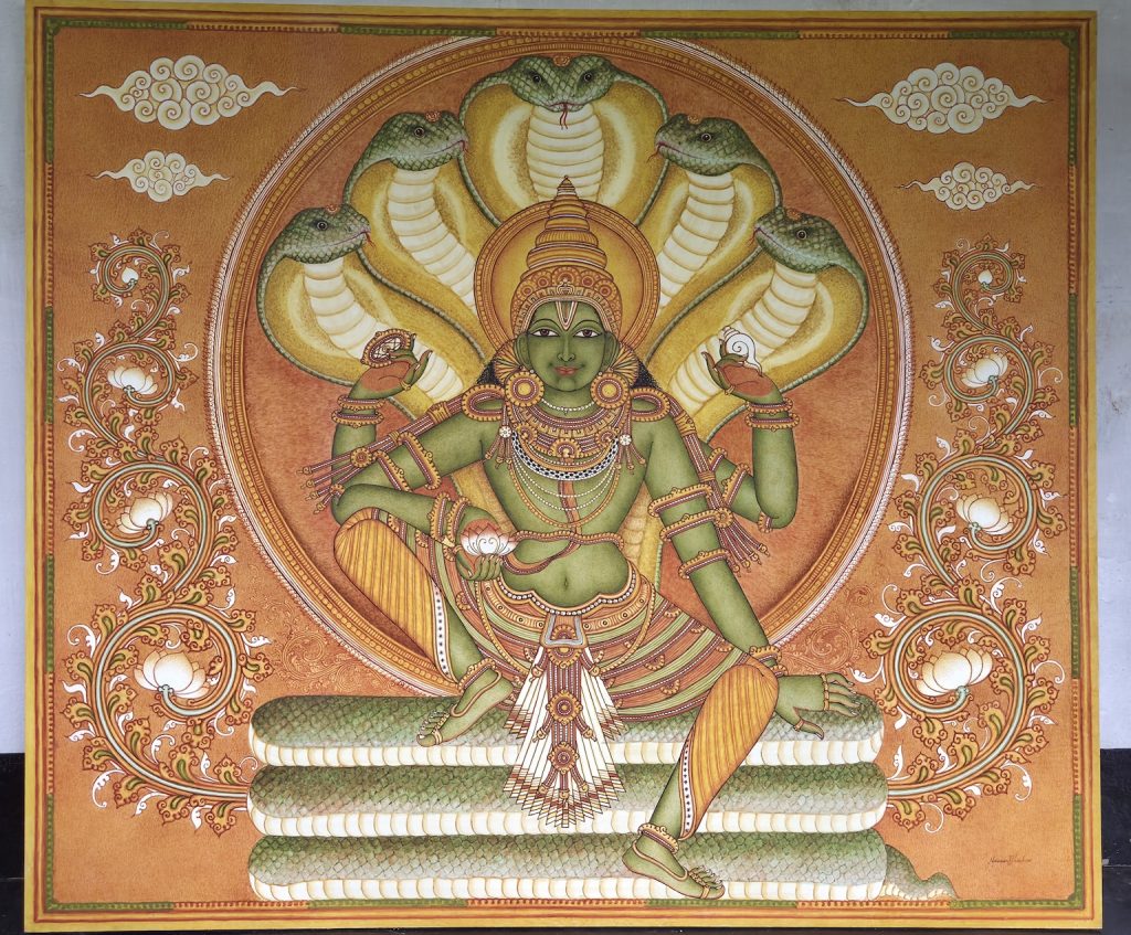 Poornathrayeesan, Thripunithura, traditional mural painting in natural colours.