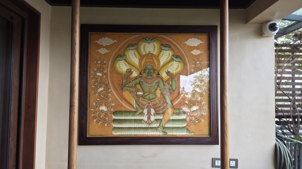 Poornathrayeesan, Thripunithura, traditional mural painting in natural colours - at home.